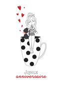 Joyeux anniversaire en tasse et tendresse